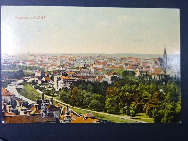 Plzeň, prošlá 1909, stržená zn.