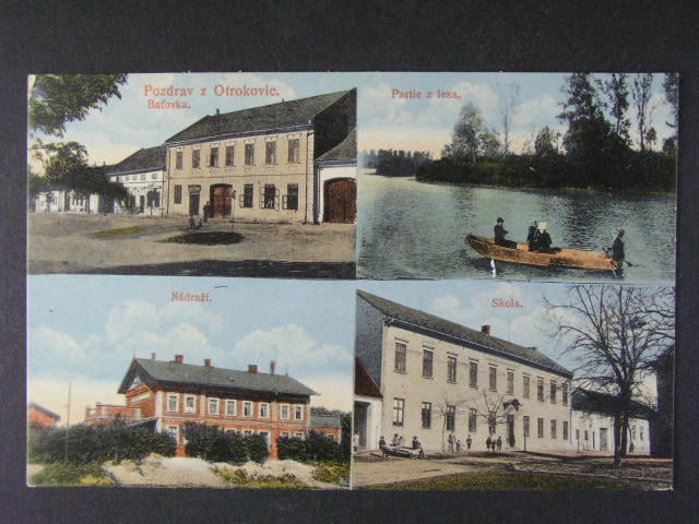 Otrokovice, bar. vícezáběrová pohl., Baťovka, nádraží, neprošlá