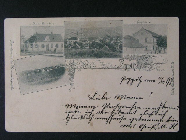 Popice (Poppitz), čb. vícezáběrová pohl., prošlá 1898