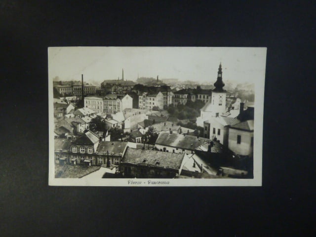 Přerov Panorama, prošlá 1927, stržená zn.