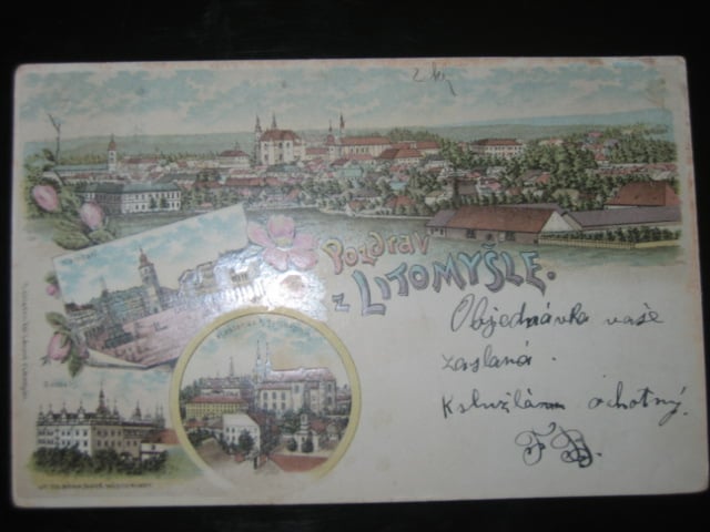 Litomyšl, bar. vícezáběrová litograf. pohl., prošlá 1897