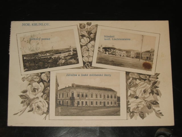 Mor. Krumlov, čb. třízáběrová pohl. prošlá 1910