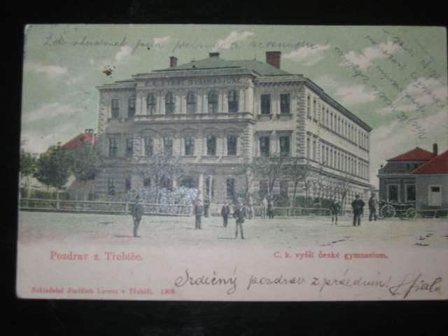 Třebíč, bar. pohl., pošt. prošlá 1908