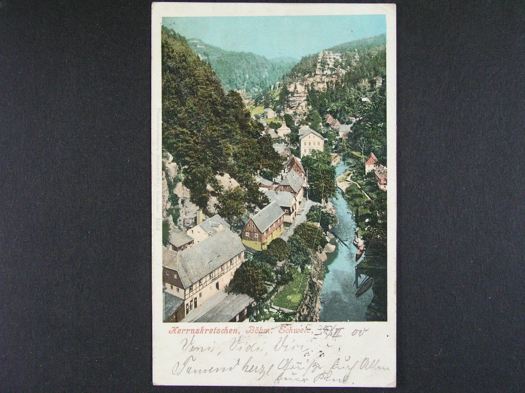 Hřensko okr. Děčín, prošlá 1900, odstraněná známka