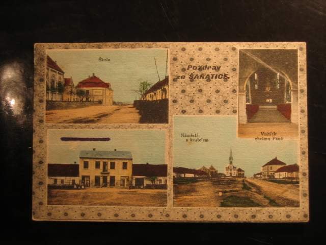 Šaratice, bar. pohlednice, neprošlá