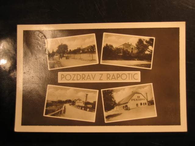 Rapotice, čb. fotopohlednice, prošlá