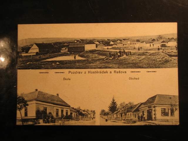Hostěrádky a Rešov, čb. pohlednice, neprošlá