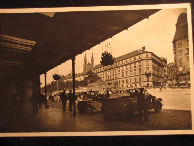 Brno, čb. fotopohlednice, Wilsonovo nám., prošlá 1931