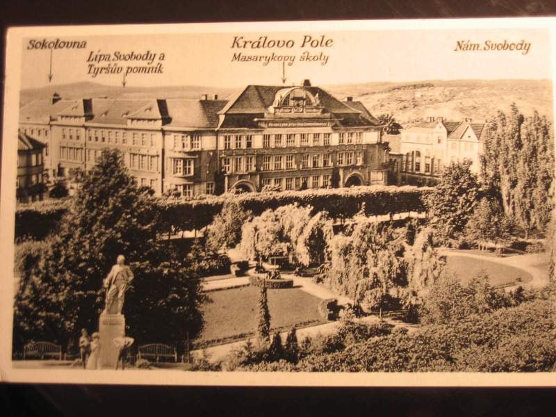 Brno - Královo Pole, čb. fotopohlednice, prošlá 1937
