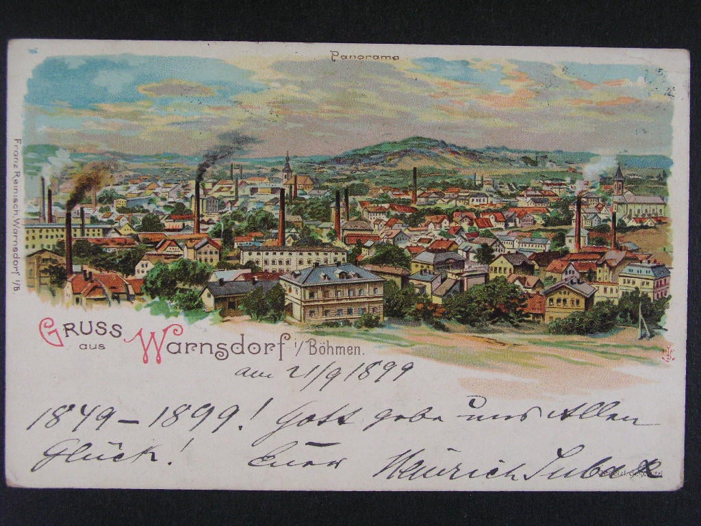 Varnsdorf okr. Děčín, litografie, prošlá 1899