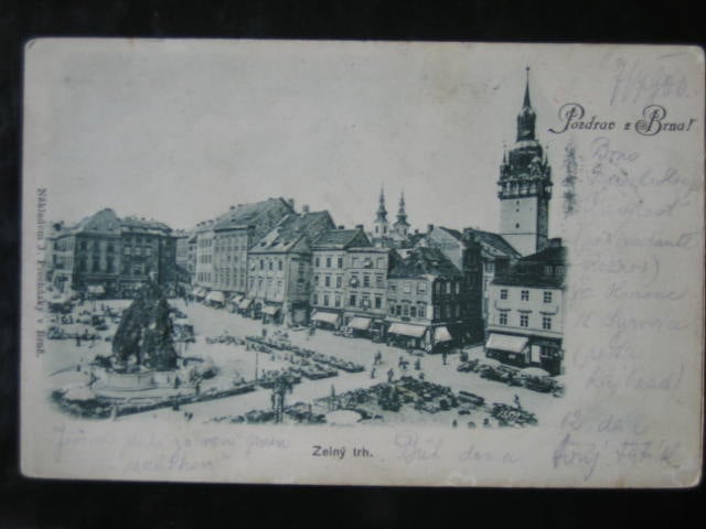 Brno, Zelný trh,  prošlá 1900, plastická