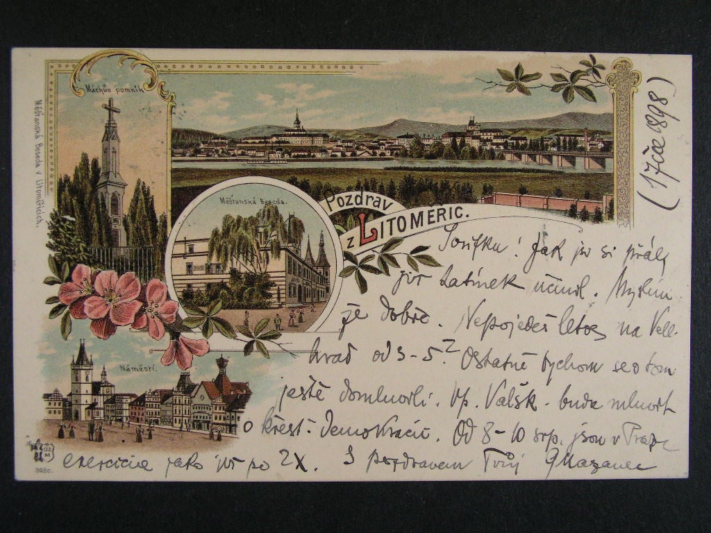 Litoměřice, litografie, prošlá 1898