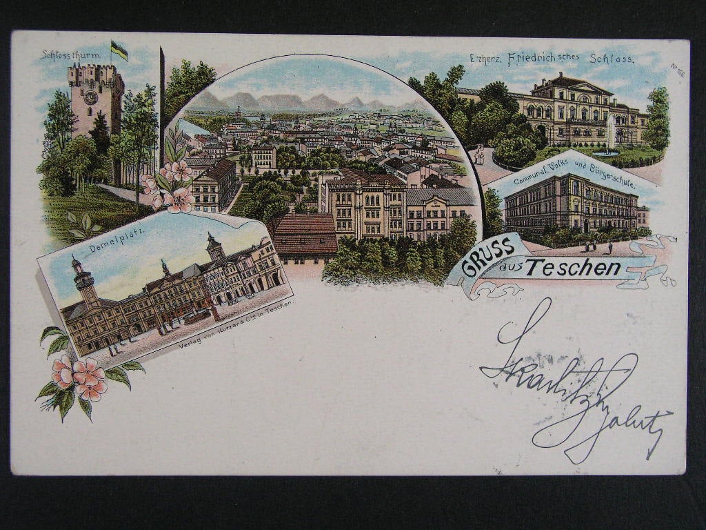 Český Těšín, litografie, prošlá 1898