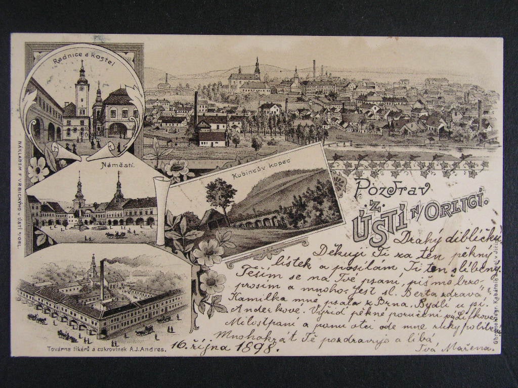 Ústí nad Orlicí, litografie, prošlá 1898