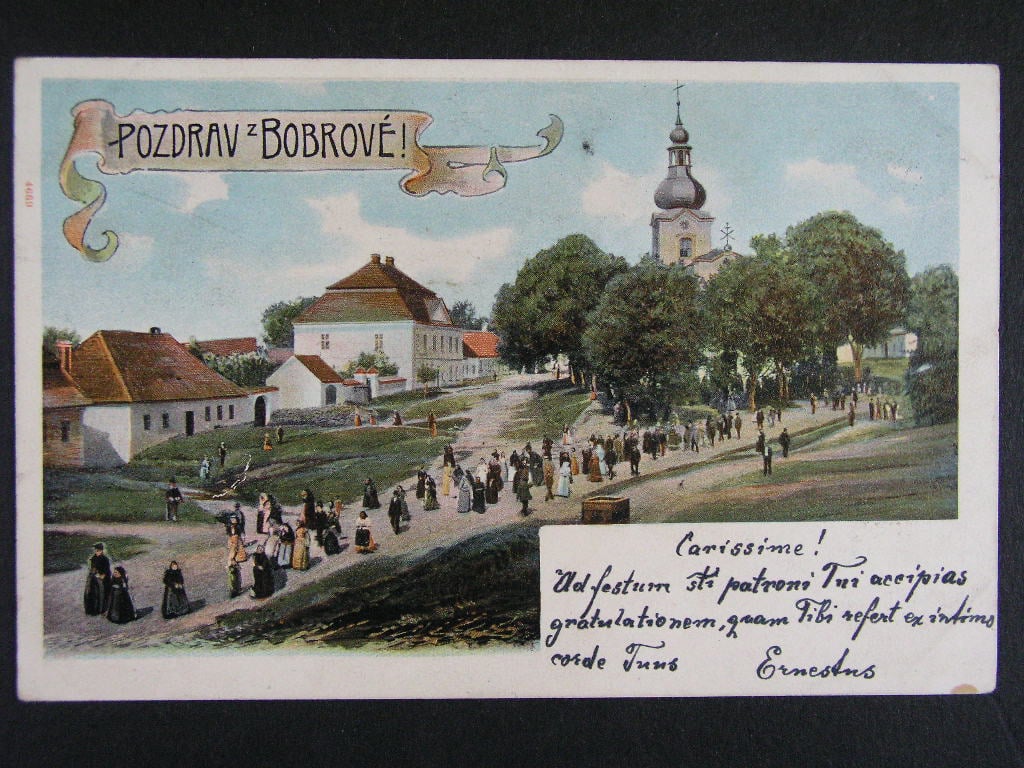 Bobrová okr. Žďár nad Sázavou, litografie, prošlá 1903