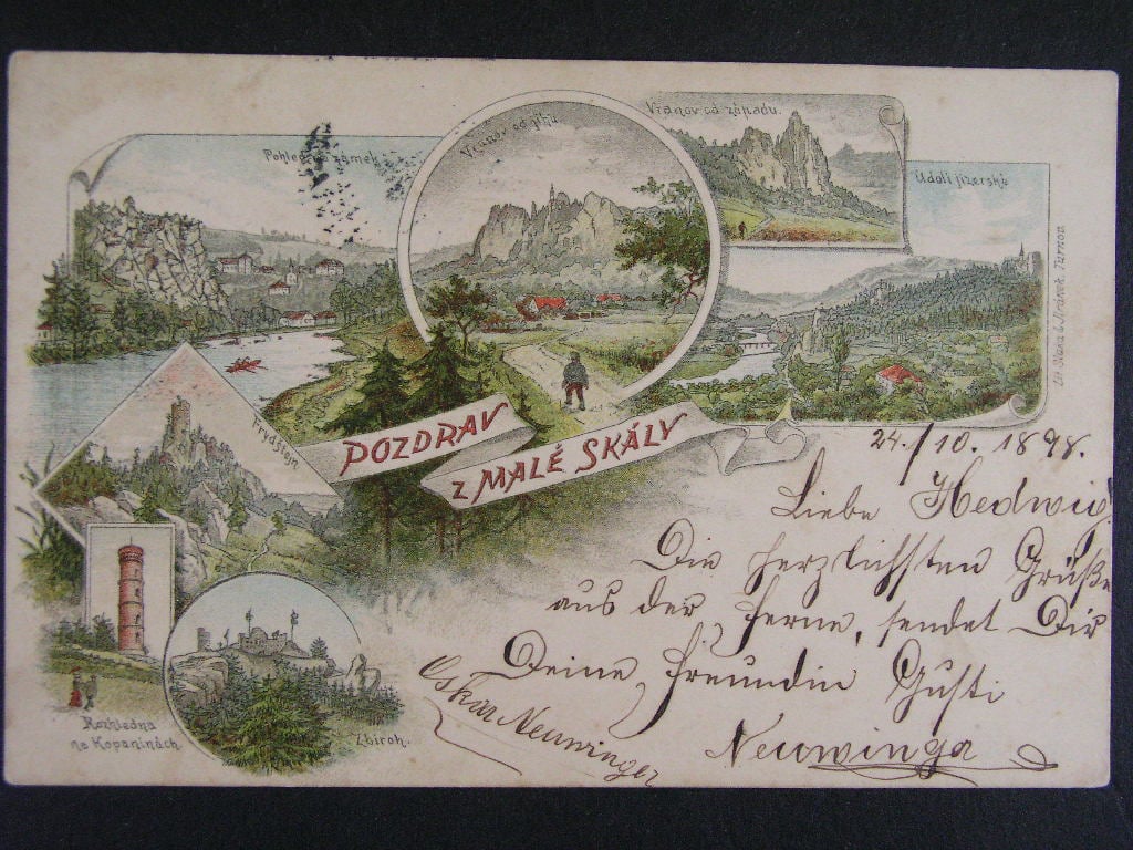 Malá Skála okr. Jablonec nad Nisou, litografie, prošlá 1898