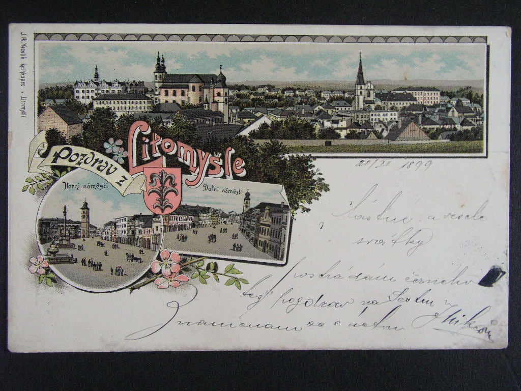 Litomyšl okr. Svitavy, litografie, prošlá 1899