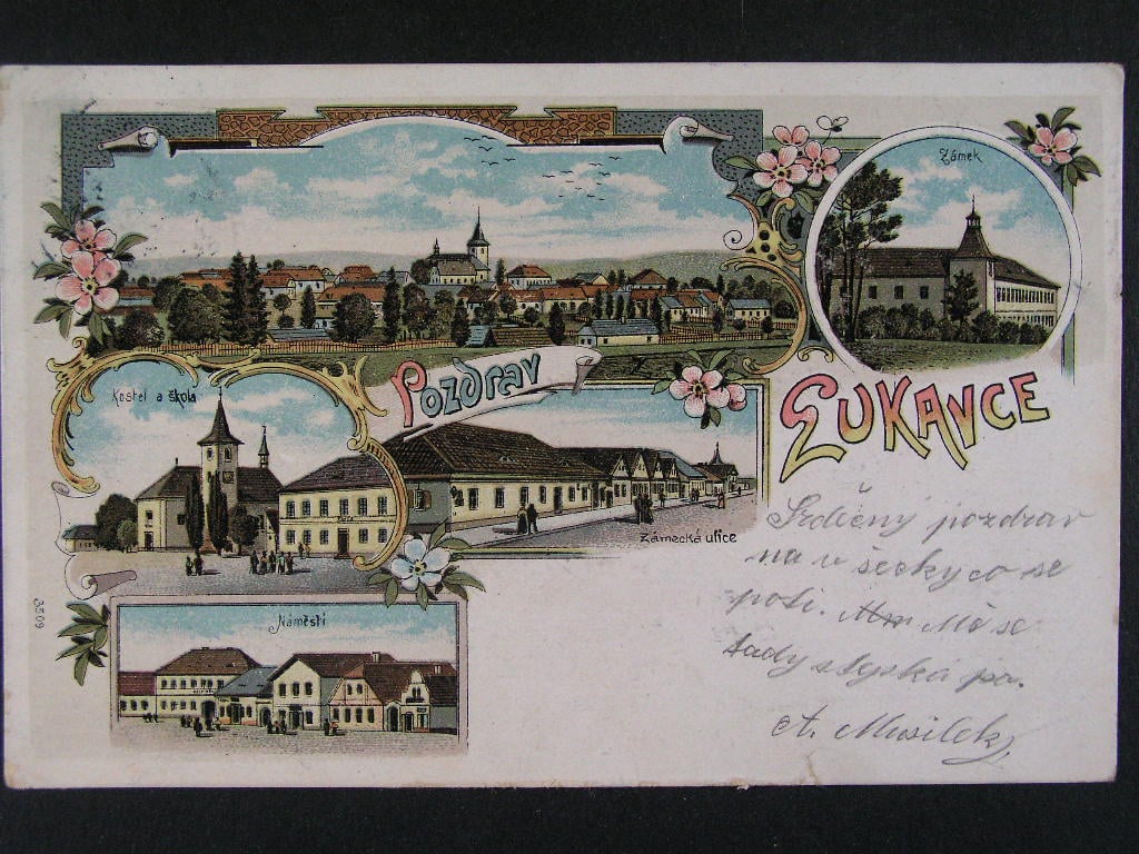 Lukavec okr. Pelhřimov,litografie, prošlá 1905