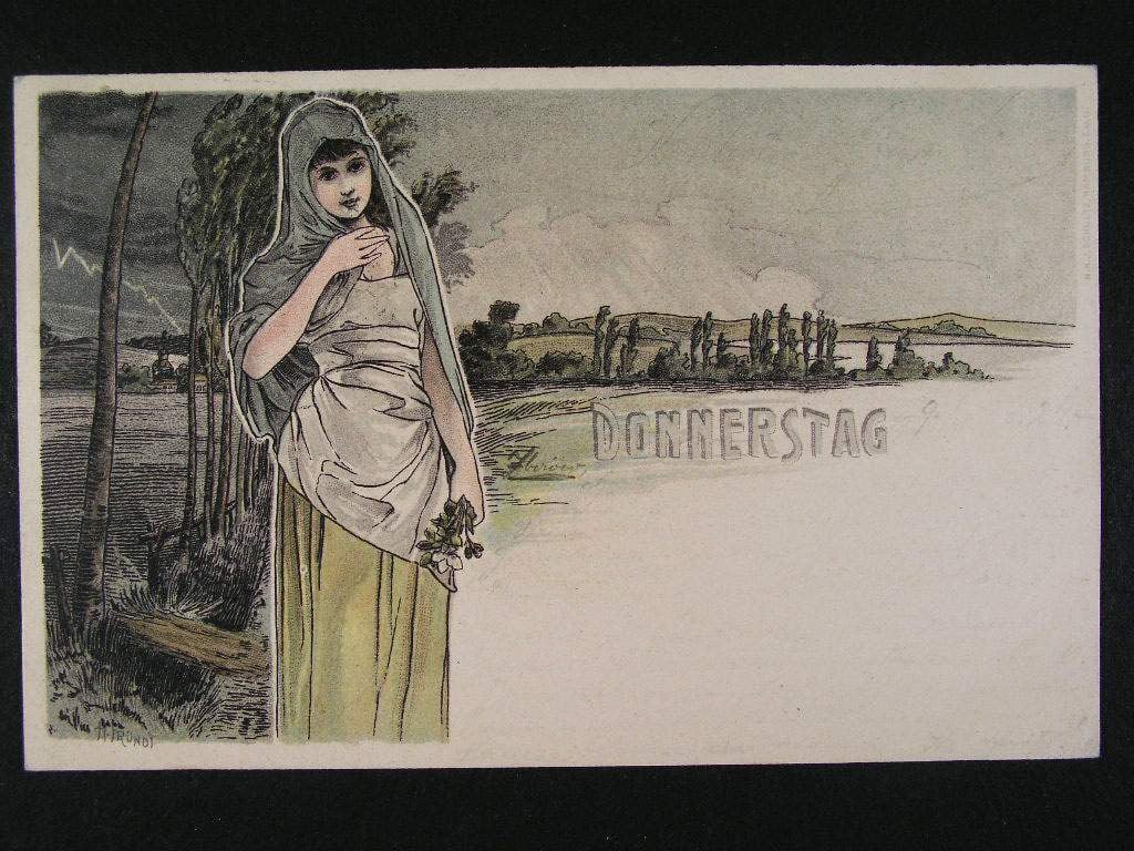 Pohlednice se secesním motivem, 1900