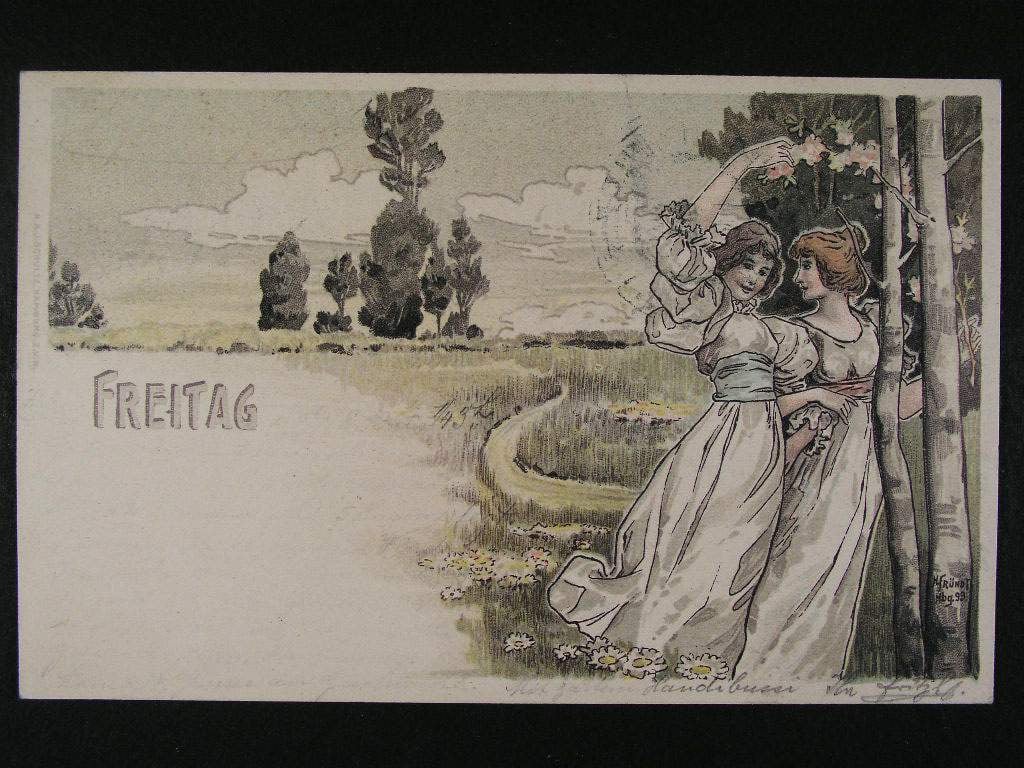 Pohlednice se secesním motivem, 1900