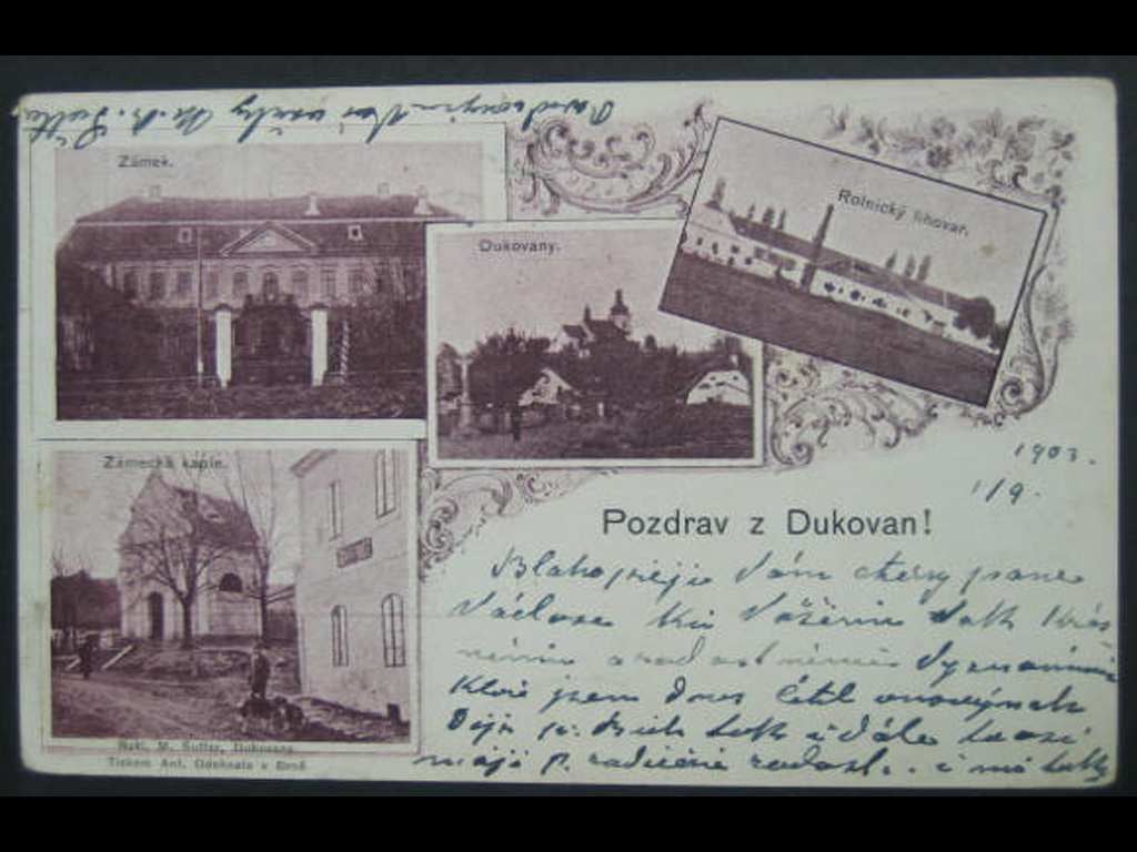 Dukovany, čb. vícezáběrová pohl., prošlá 1903