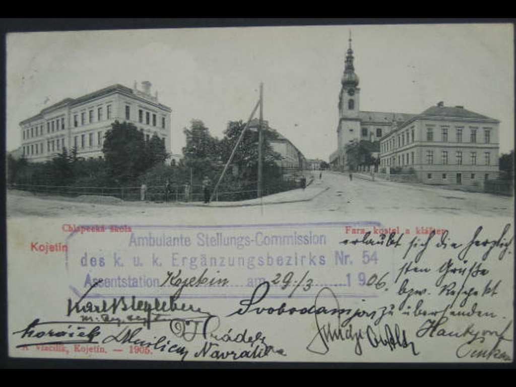 Kojetín, čb. pohl., prošlá 1906