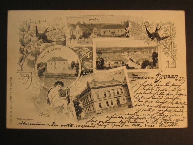 Brožany, čb. vícezáběrová pohl., prošlá