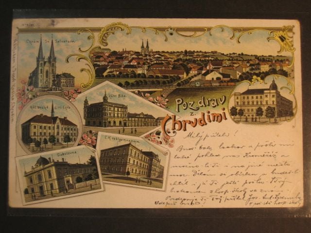 Chrudim, bar. vícezáběrová litograf. pohl., prošlá 1898, lom