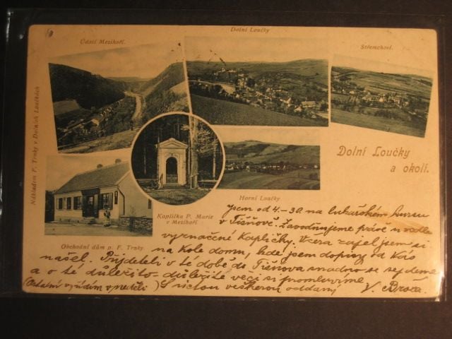 Dolní Loučky, čb. vícezáběrová pohl., prošlá 1902