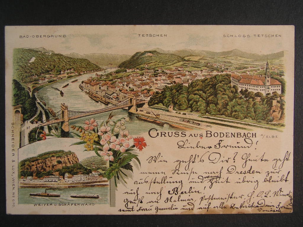 Podmokly, Bodenbach, okr. Děčín, prošlá 1896