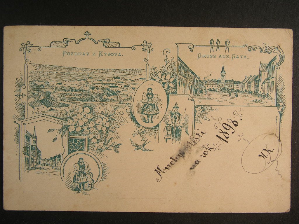 Kyjov okr Hodonín, prošlá 1898, odstraněná známka