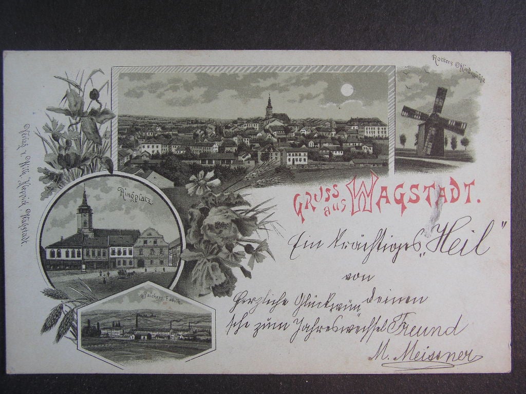 Bílovec okr. Nový Jičín, prošlá 1898, odstraněná známka