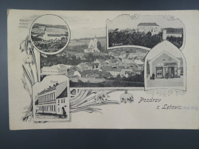 Letovice, prošlá 1917, stržená známka