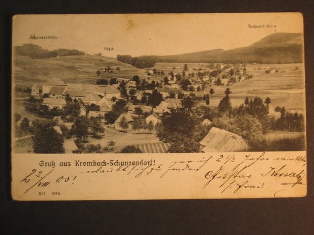 Jablonné (Krombach - Schanzendorf), čb. pohl., prošlá 1905