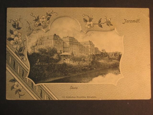 Jaroměř, čb. pohl. v ozdobném rámečku, prošlá 1902