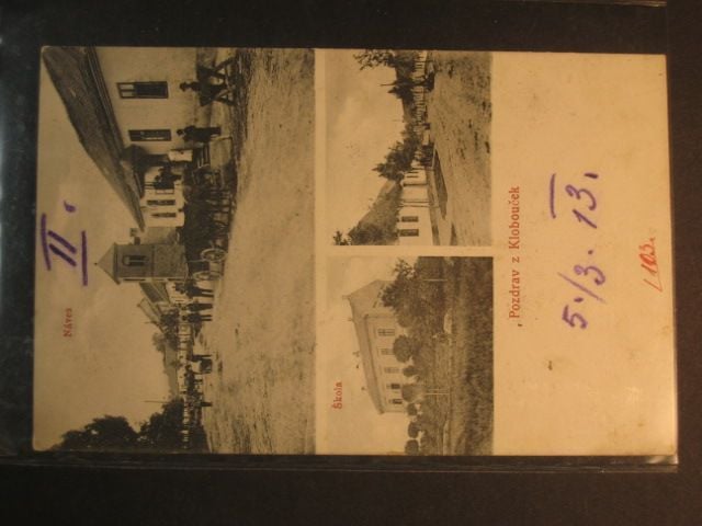Kloboučky, čb. třízáběrová pohl., prošlá 1913