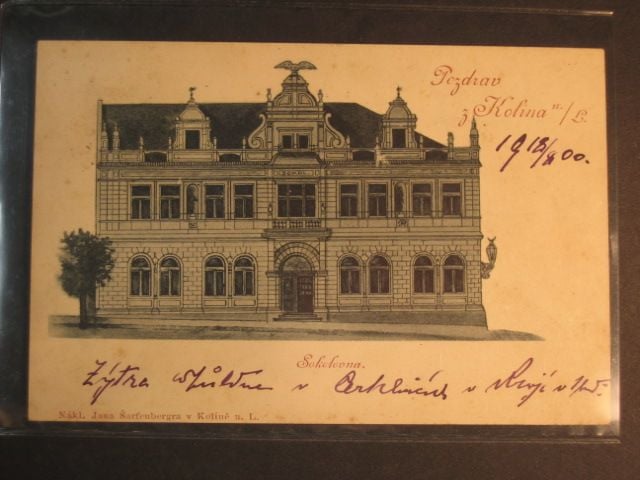 Kolín n. L., čb. pohl. sokolovna, prošlá 1900