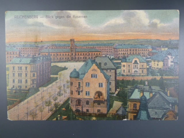Liberec (Reichenberg) kasárny, prošlá 1909, stržená zn.
