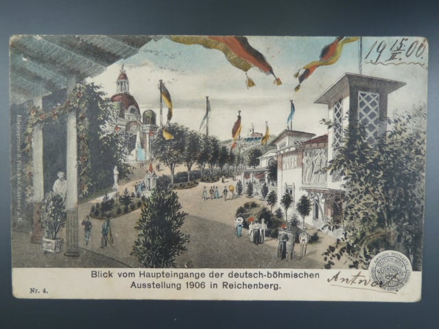 Liberec (Reichenberg) výstava 1906, prošlá 1906, stržená zn.