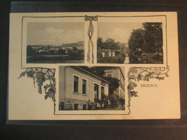 Nezdice, čb. třízáběrová pohl., prošlá 1922