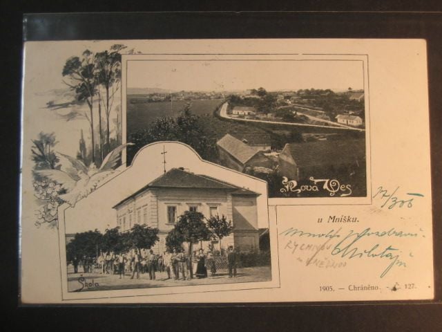 Nová Ves u Mníšku, čb. dvouzáběrová pohl., prošlá 1906