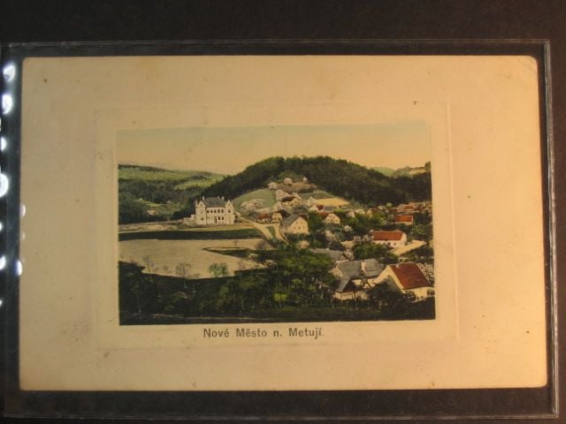 Nové Město n. Metují, bar. pohl. v rámečku, prošlá 1914