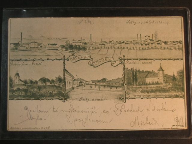 Pečky, čb. vícezáběrová pohl., prošlá 1898