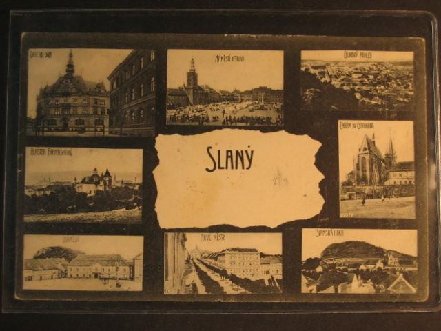 Slaný, čb. vícezáběrová pohl., prošlá 1906