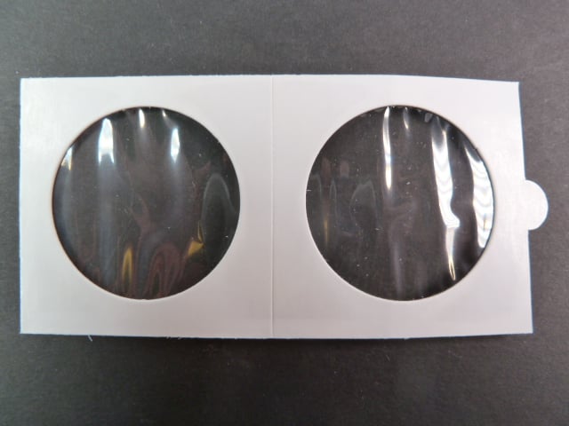 obaly na mince, samolepící s oboustranně průhlednou folií, 50 x 50 mm, na průměr mince 39,5 mm