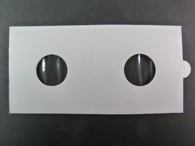 obaly na mince, samolepící s oboustranně průhlednou folií, 50 x 50 mm, na průměr mince 17,5 mm
