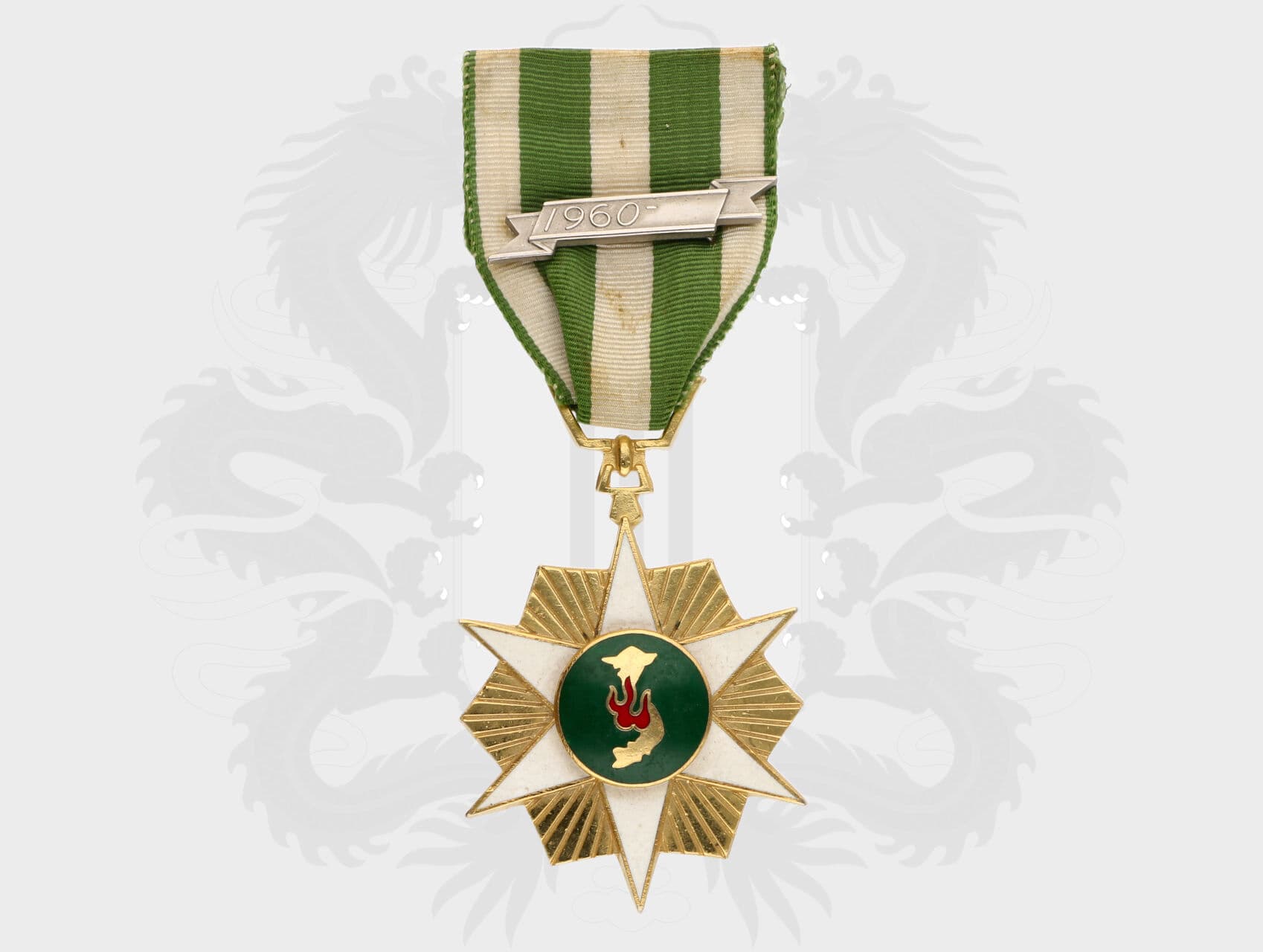 Jihovietnamská medaile za tažení, se štítkem na stuze 1960