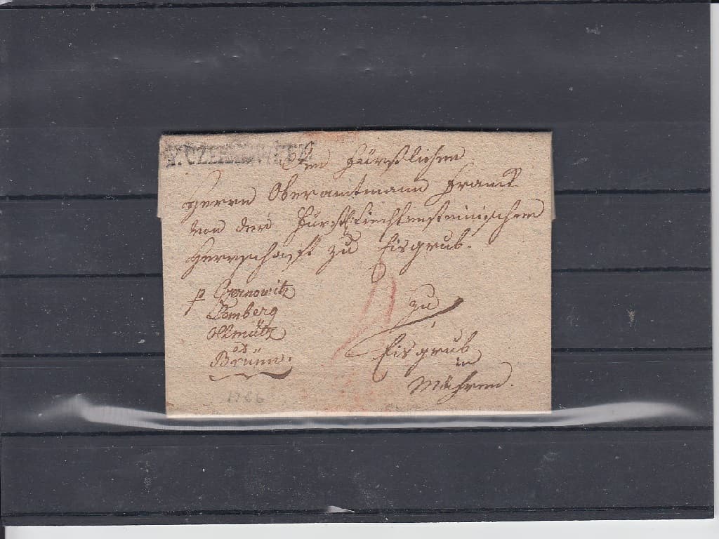Skládaný dopis zaslaný z Czernowitz do Brna - 1786