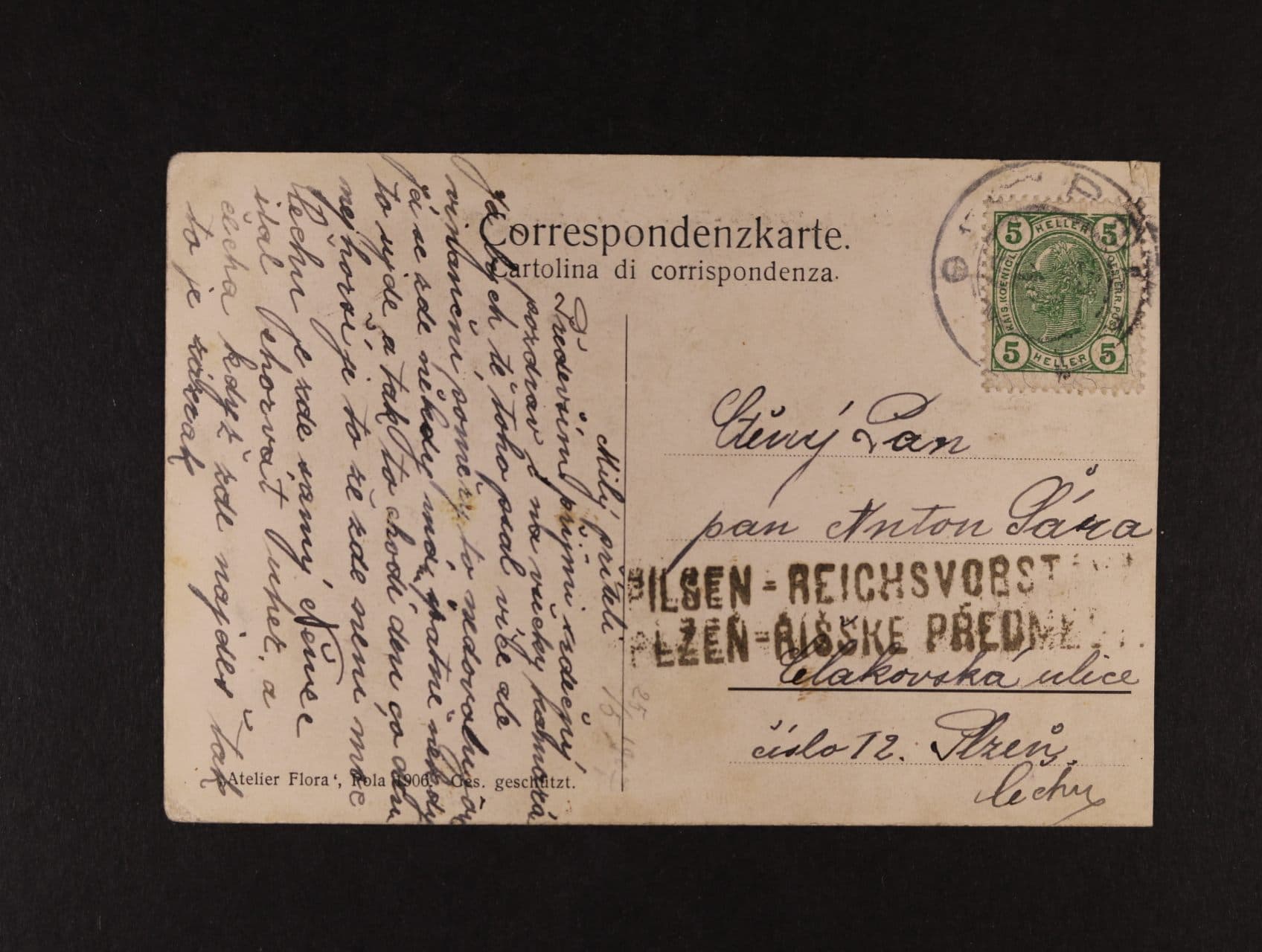 celistvost do Čech s pod. raz. POLA 25.5.1907, přích. řádkové dvojjazyčné raz. PLZEŃ - ŘÍŠSKÉ PŘEDMĚSTÍ