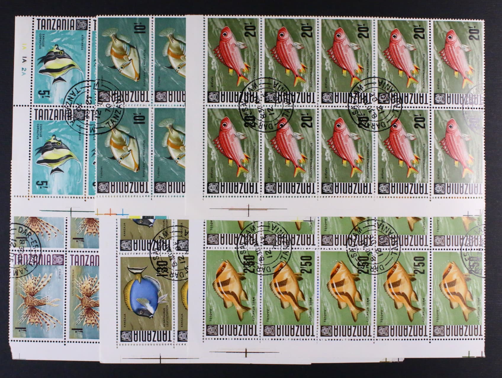 Tanzanie - zn. Mi. č. 13 - 18 rohove 10ti-bloky, 260 €